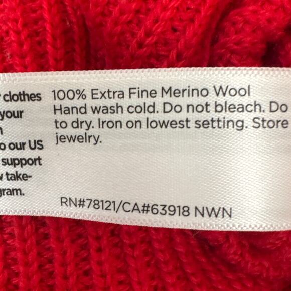 Eileen Fisher Oversized Merino Wool Sweater Shaker Stitch Red Luxury XS (Flaw) - Picture 9 of 10